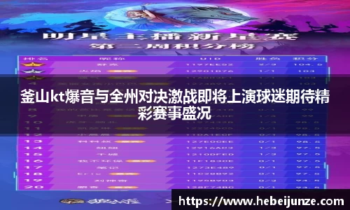 百乐博blb釜山kt爆音与全州对决激战即将上演球迷期待精彩赛事盛况